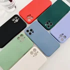 Чехлы для Iphone 11, 12 Pro Max, 12 Mini, из жидкого силикона, с полной защитой камеры
