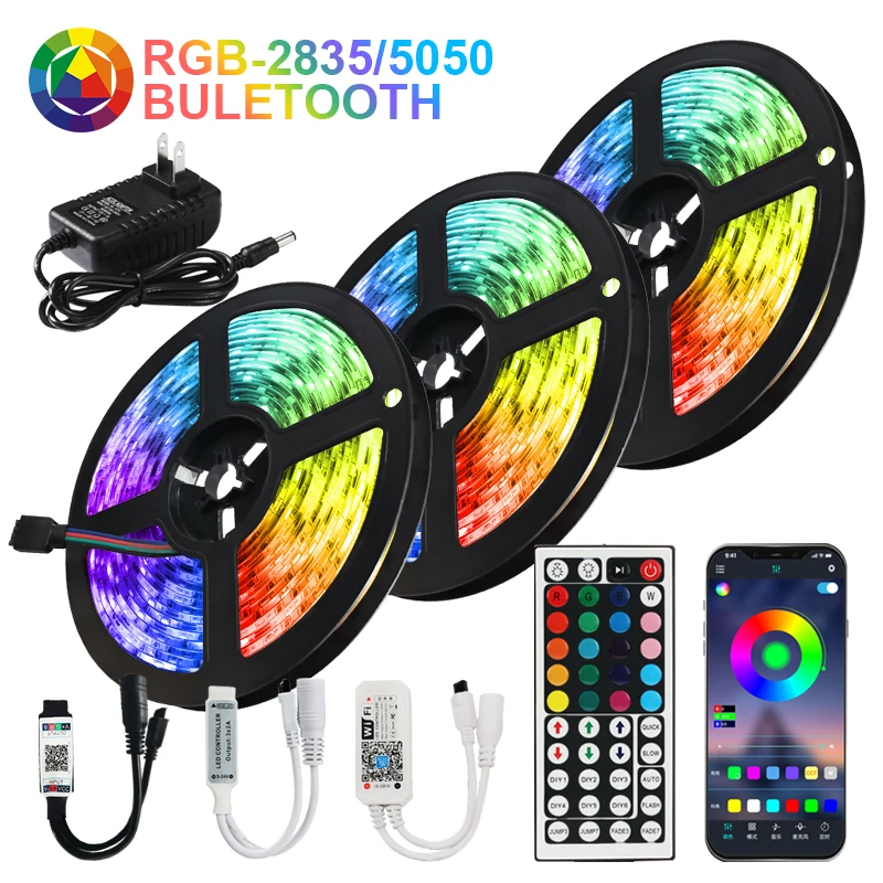 

Wifi Tape Diode Bedroom Decoration luces DC 12V 2835SMD Led Light Bluetooth RGB LED Strip Lights 5050 Waterproof Flexible Ribbo