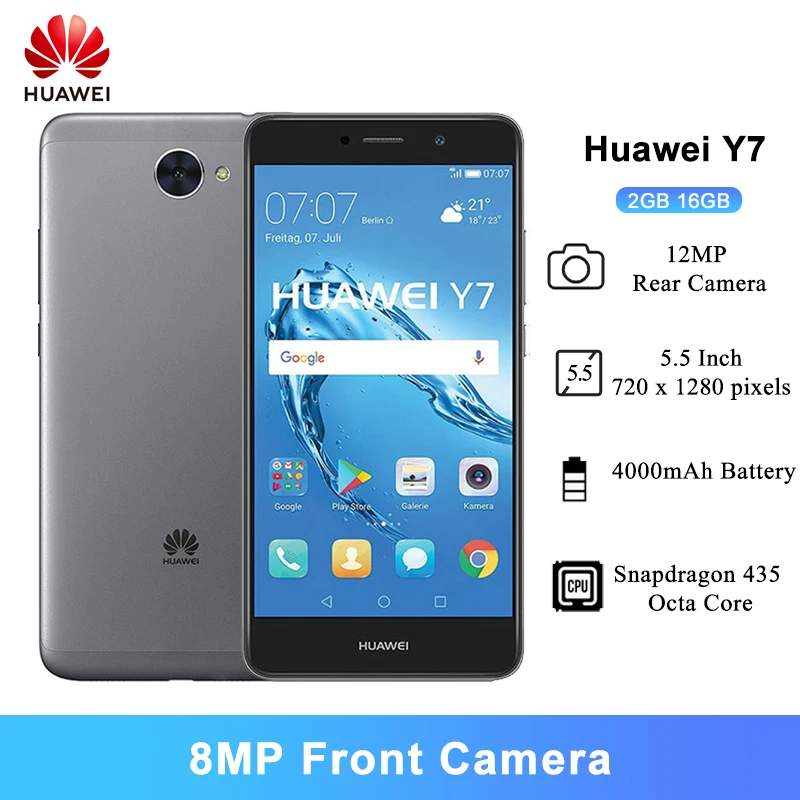 Huawei Y7 Android 7 0 мобильные телефоны 5 дюймов Snapdragon 435 Восьмиядерный 8MP фронтальная