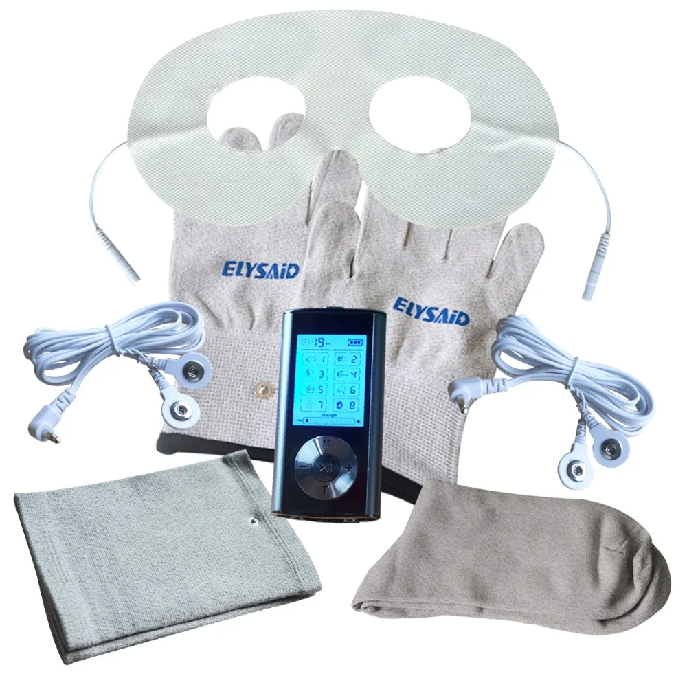 売る 電気8モード多モード十筋肉刺激装置フルボディマッサージと導電性手袋靴下ニーパッドアイマスク