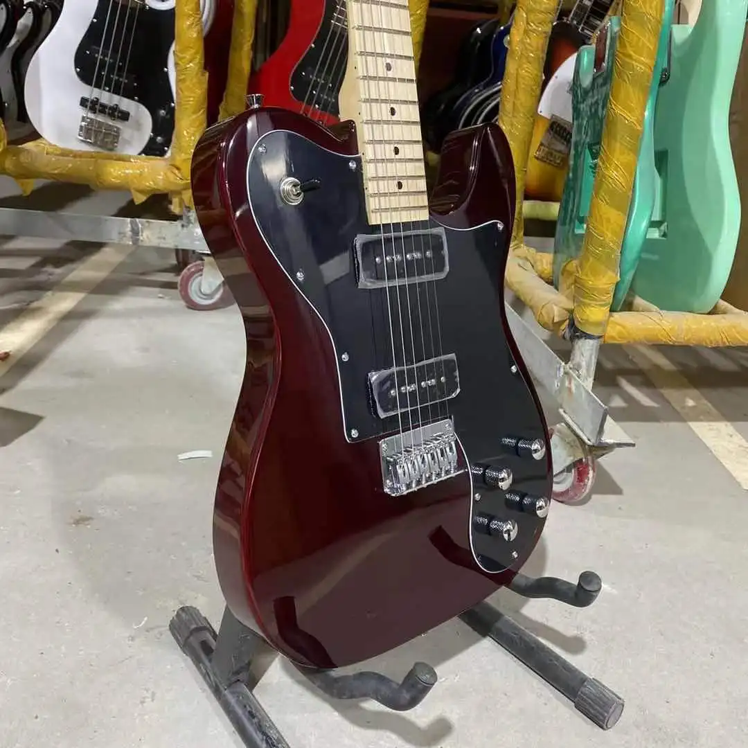 Tele электрическая гитара ELM Body винно-Красного цвета P90 звукосниматели кленовый