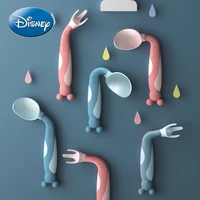 disney mickey mouse silicone fork and spoon set baby food supplement children tableware storage box