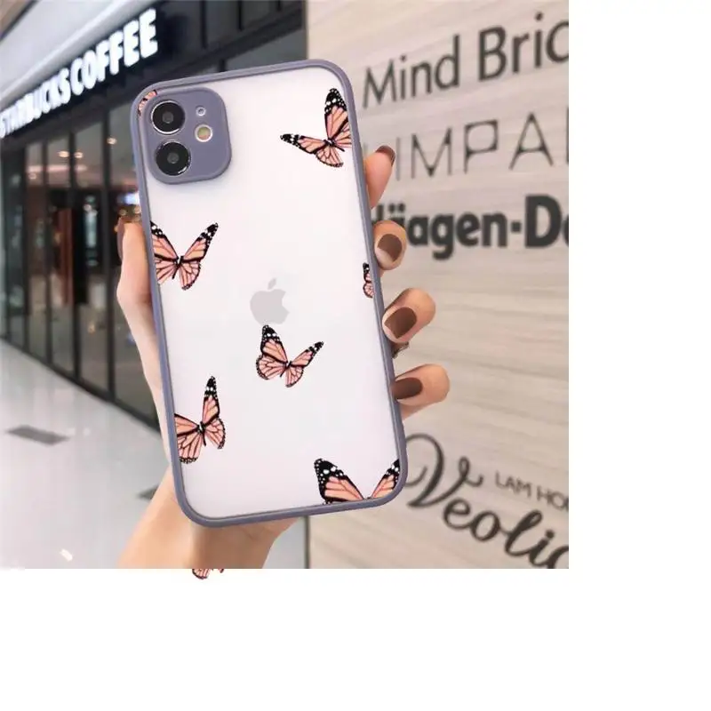 

butterfly blue animal cute lovely Phone Cases Matte Transparent for iPhone 7 8 11 12 s mini pro X XS XR MAX Plus cover funda