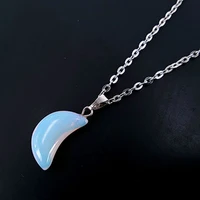 natural stone popular opal moon shaped pendant necklace banquet party ladies clavicle chain clothing matching accessories