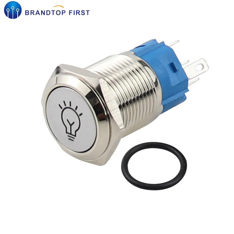 Металлический кнопочный переключатель 16 мм для приборной панели с символом под