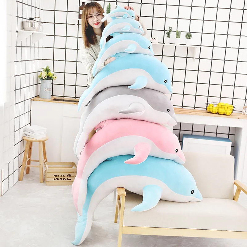 

Low Price Kawaii Dolphin Plush Doll Stuffed Down Cotton Anima Nap Pillow Creative Kids Toy Christmas Gift for Girls