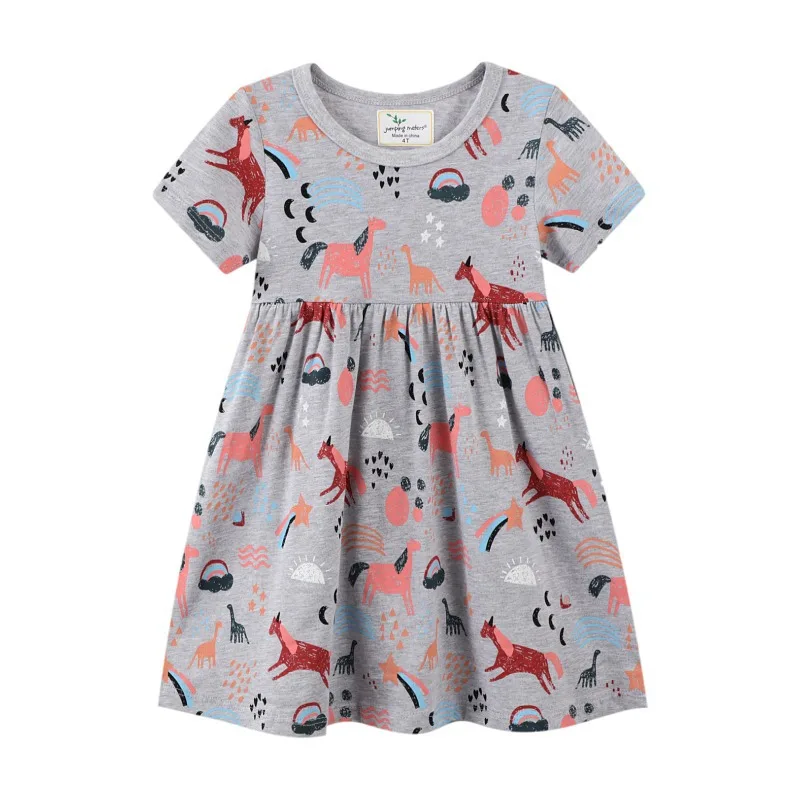 Children's clothing girls short-sleeved printed knitted dress children's skirt 2022 spring and summer new princess W01 20