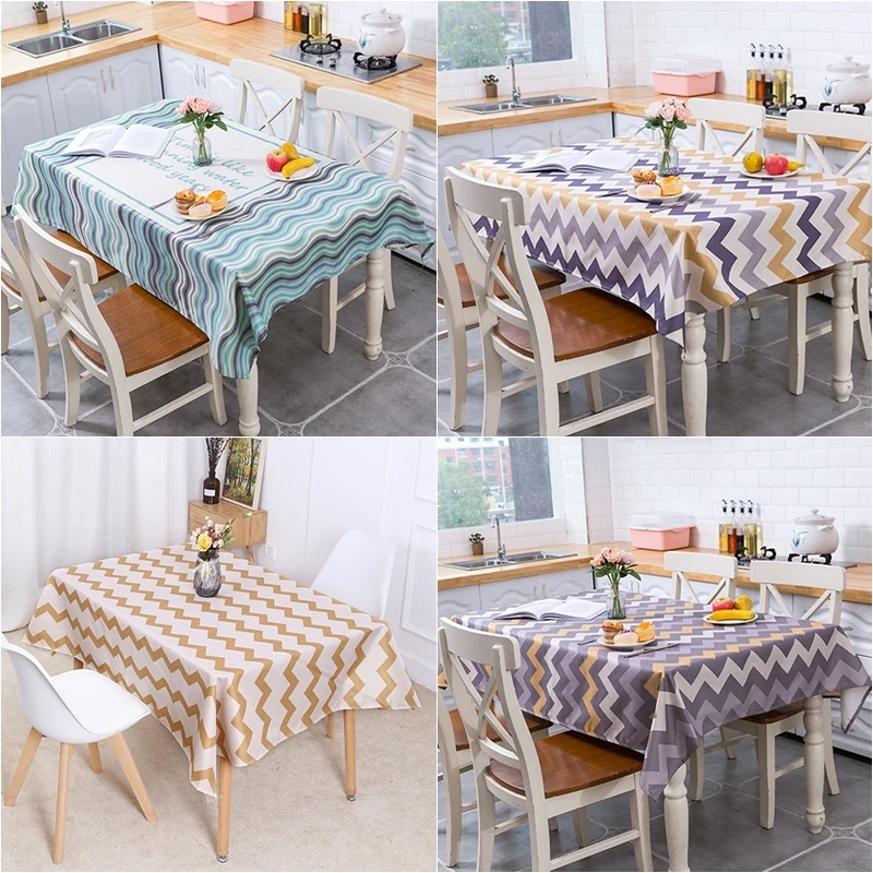 Горячий стол покрывает печать волны прямоугольный столовая для кухни Дом Мода Водонепроницаемая чайная ткань на.