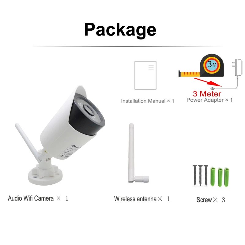 IP Камера Wi-Fi 1080P HD 720P наружного видеонаблюдения 3 метра Мощность адаптер