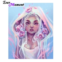 ever moment diamond painting cartoon girl square beads hobbies diy handicrafts embroidery coloring painting for giving 4y1358