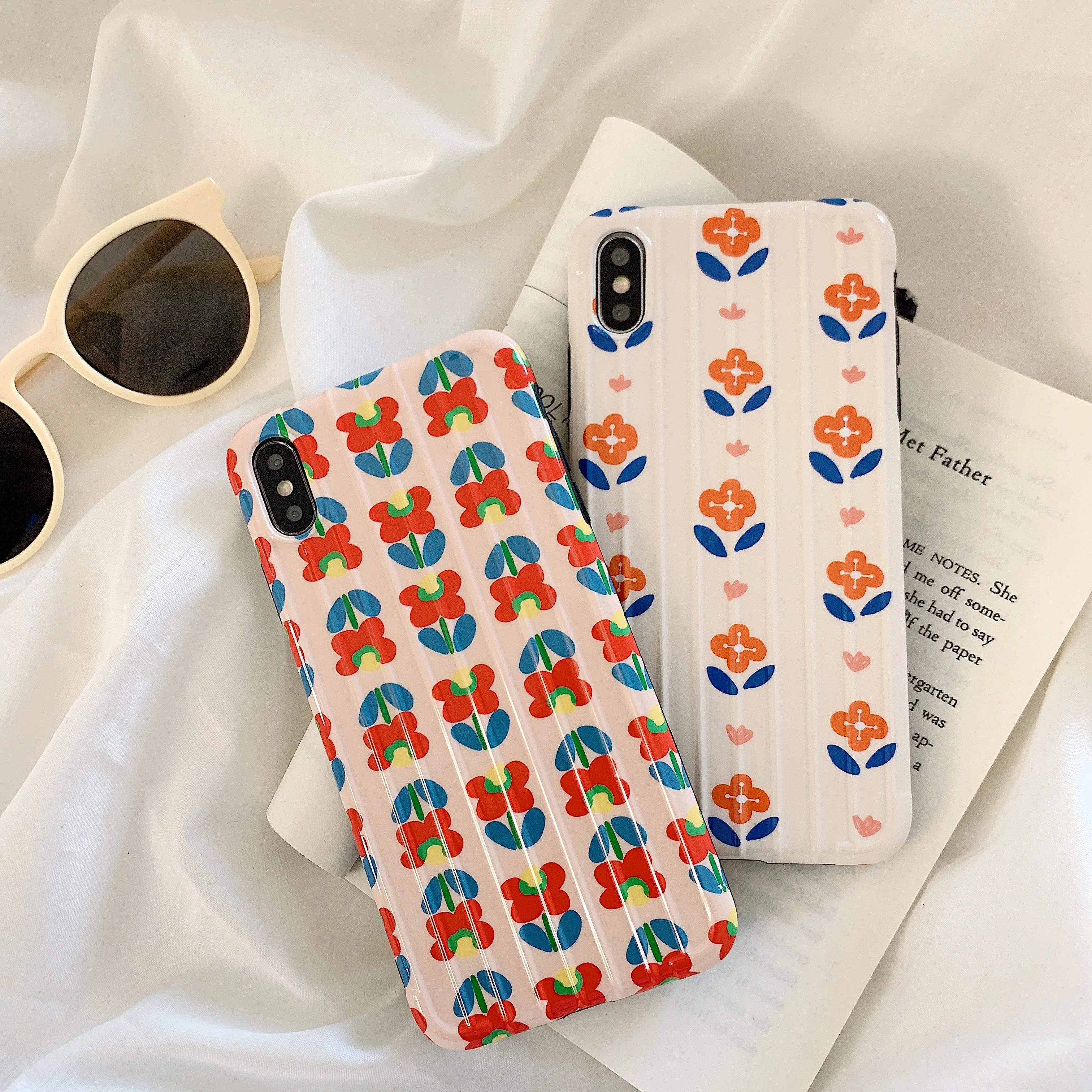 Корейский мультфильм цветок IMD изогнутый багажный чехол для iPhone Xr Xs Max X 6 6s 7 8 Plus