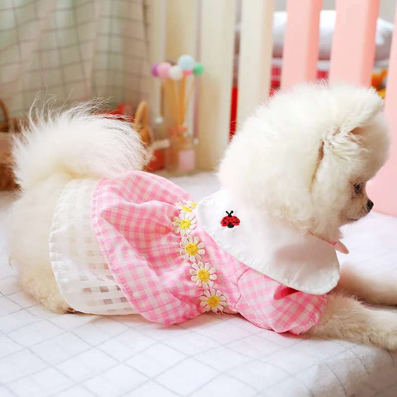 Новейшая для домашних собак Одежда маленьких в клетку платье щенков с маленьким