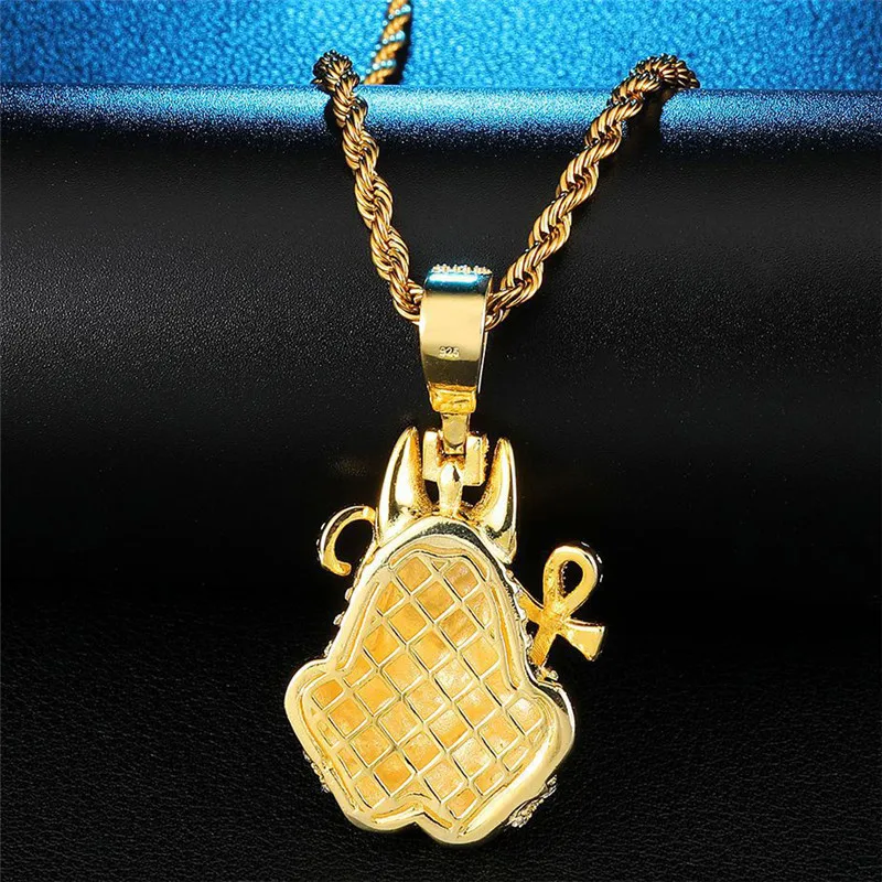 Iced Out египетское ожерелье Anubis Новое поступление Циркон Подвеска Шарм Золотая цепь хип хоп ювелирные изделия для мужчин подарки