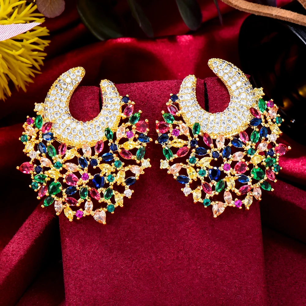 Siscathy индийские Модные Цветные циркониевые Подвесные серьги для женщин, трендовые хрустальные серьги-гвоздики, аксессуары