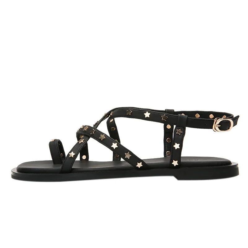 

Women Sandals Summer Rivet Strap Sandals Fashion Flat Women Buckle Beach Sandals Slippers 2021 Ladies Sandals Zapatos De Mujer