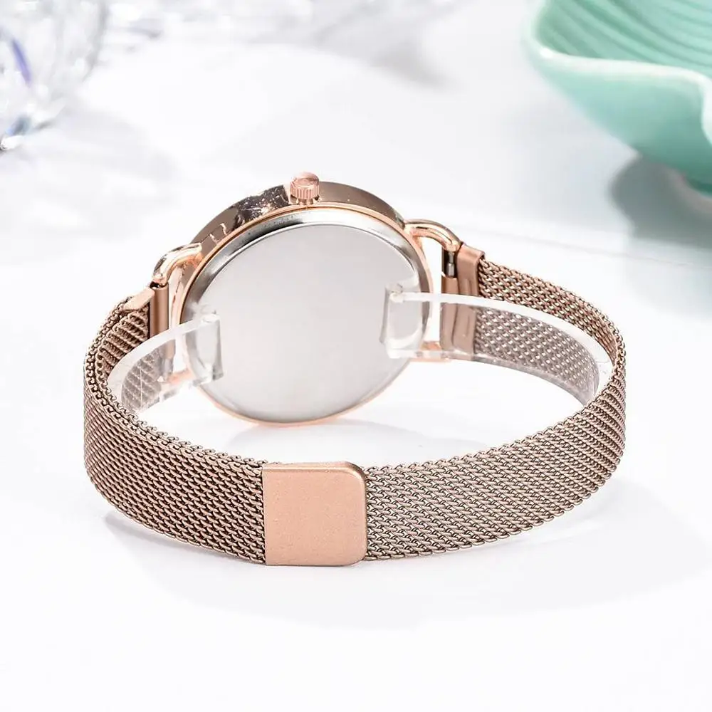 

Luxury Watch For Women Rose Gold Mesh Strap WomenS Fashion Watches Simple Numbers Dial Luxury Quartz Clock Wristwatches Reloj
