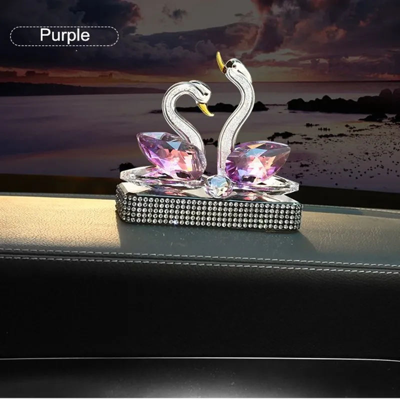 

Holiday gift creative colorful crystal swan diamond car decorations ladies home office car interior ornaments