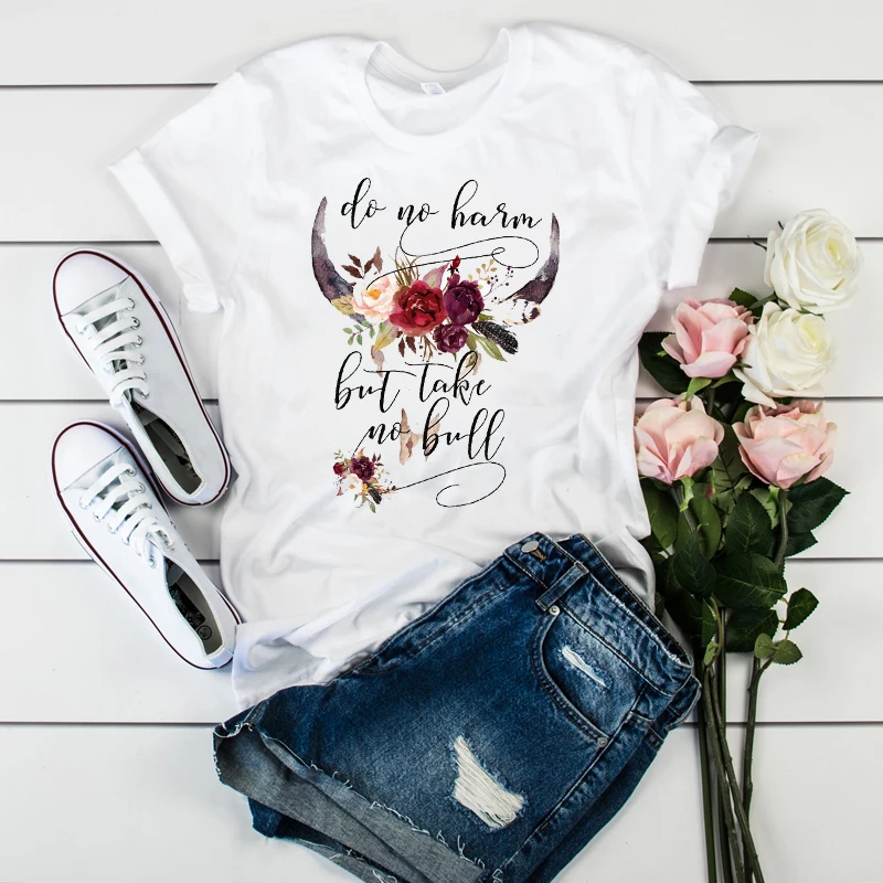 

Women's T-shirt with watercolor graphic world, women's T-shirt with flowers compass