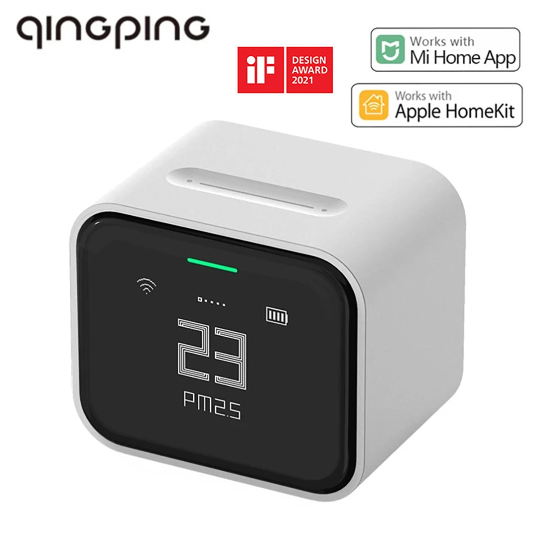 

In Stock Qingping Air Detector Lite CO2 PM2.5 PM10 Temperature Humidity Monitor Touch Screen Work With Mihome APP Apple HomeKit