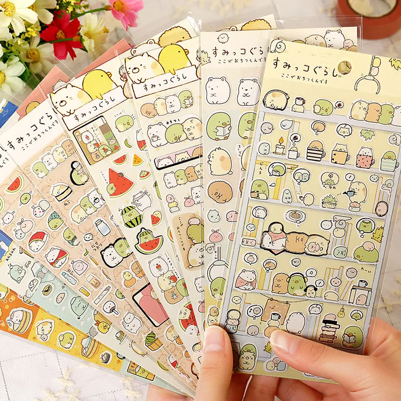 8 листов/комплект японский мультфильм Стикеры Скрапбукинг Kawaii Sumikko Gurashi DIY Журнал