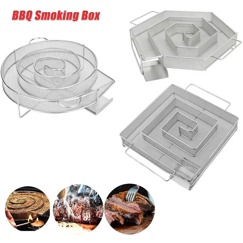 

Cold Smoke Generator For BBQ Grill Wood Chip Smoking Box Wood Dust Hot And Cold Smoking Salmon Meat Cooking Stainless Bbq Tools