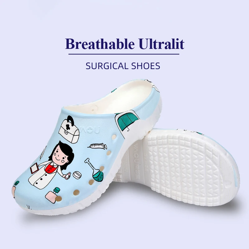 

Scrub Shoes Women's EVA Printed Work Clogs Slip Resistance Ultra Light Slip-On Professional Working Slippers Sandal Classic Clog