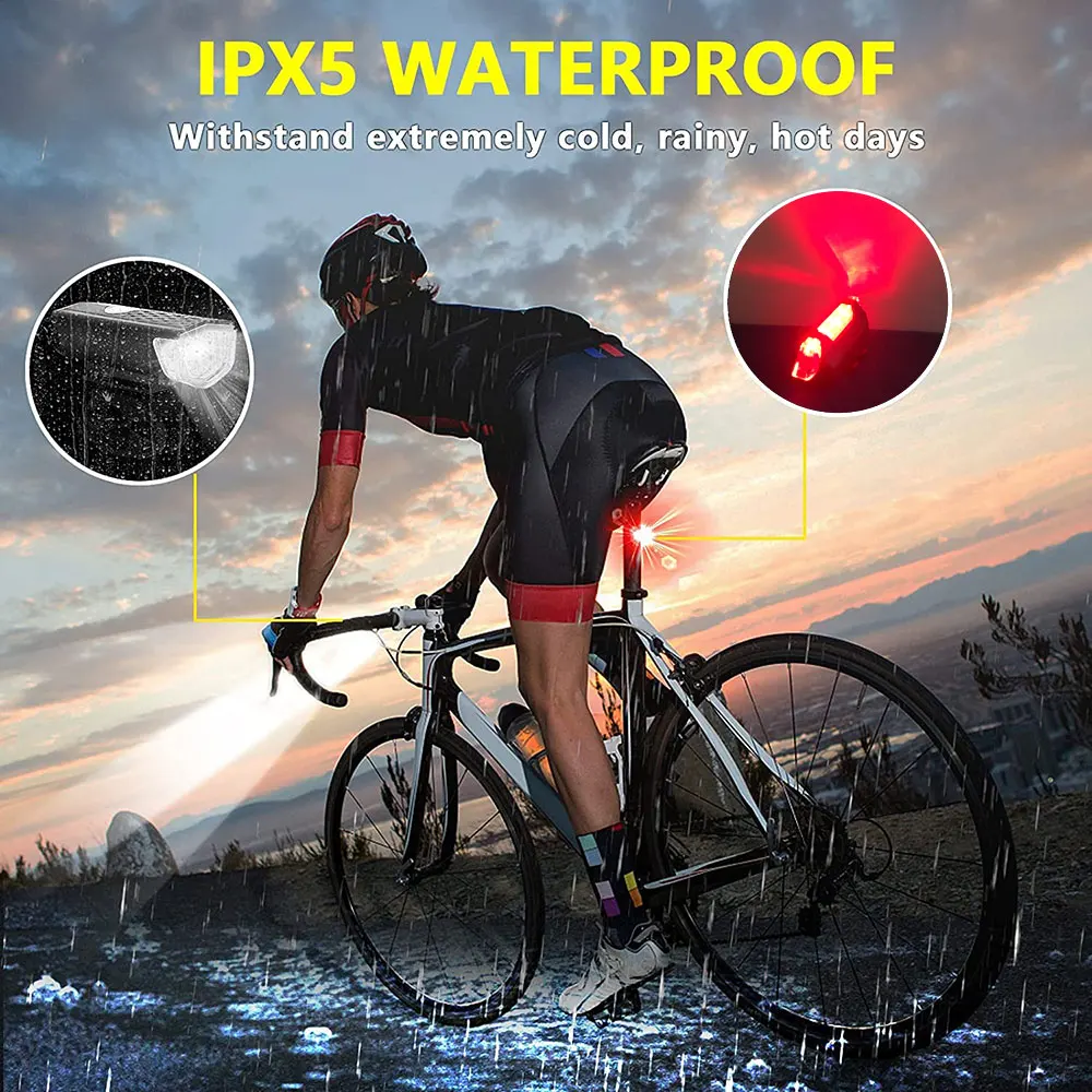 Велосипедный фонарь с USB-аккумулятором 1100 мАч горный велосипед передняя и задняя