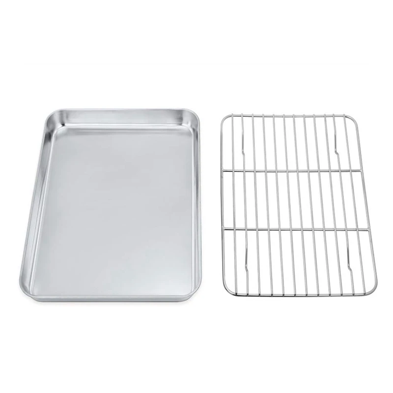 Baking Sheet and Cooling Rack Set Stainless Steel Cookie Healthy & Non Toxic Rustproof Easy Clean Dish | Дом и сад