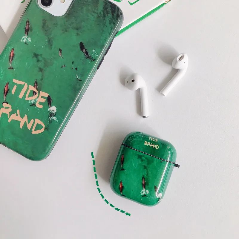Чехол для беспроводных наушников Apple Airpods 1/2 с леопардовым принтом силиконовый