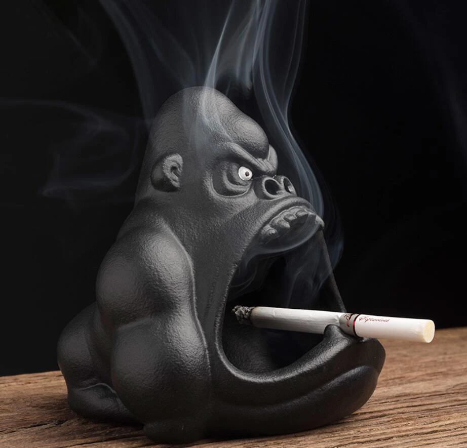 

Cute Cartoon Small Animal Ashtray Orangutan Anti Fly Ash Ceramic Household Living Room Trend Cigar Funny Portable Ashtray