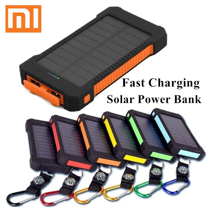 Солнечная батарея 20000 мАч водонепроницаемый 2USB power Bank Bateria Externa Movil портативное зарядное устройство Солнечный повербанк Cargador Portatil повербанк пауэр банк павер банк внешний аккумулятор аккумулятор