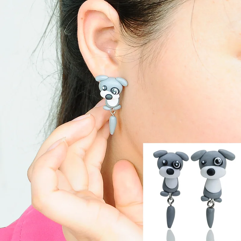 

Cartoon Super Cute Puppies Soft Clay Split Stud Earrings