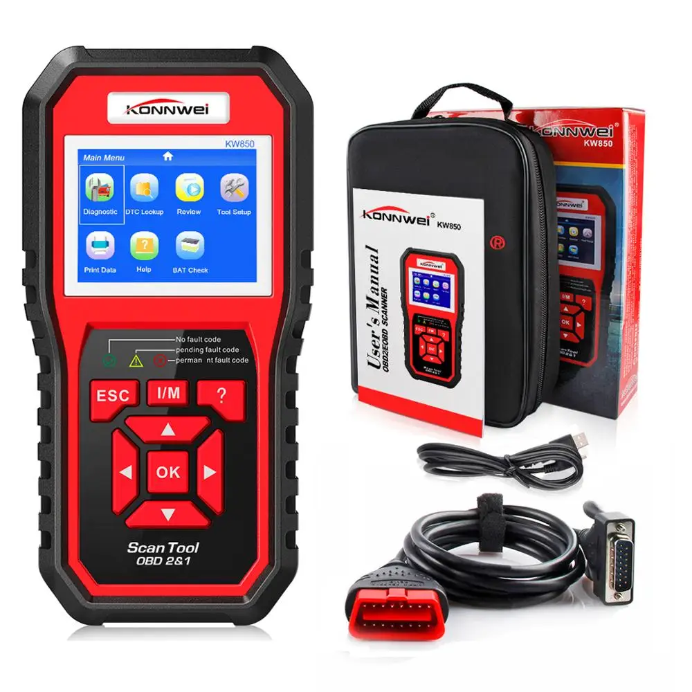 Best OBD 2 Авто диагностический сканер OBD2 сканер KONNWEI KW850 полный ODB2 сканер поддерживает многоязычные ODB 2 Авто диагностический сканер