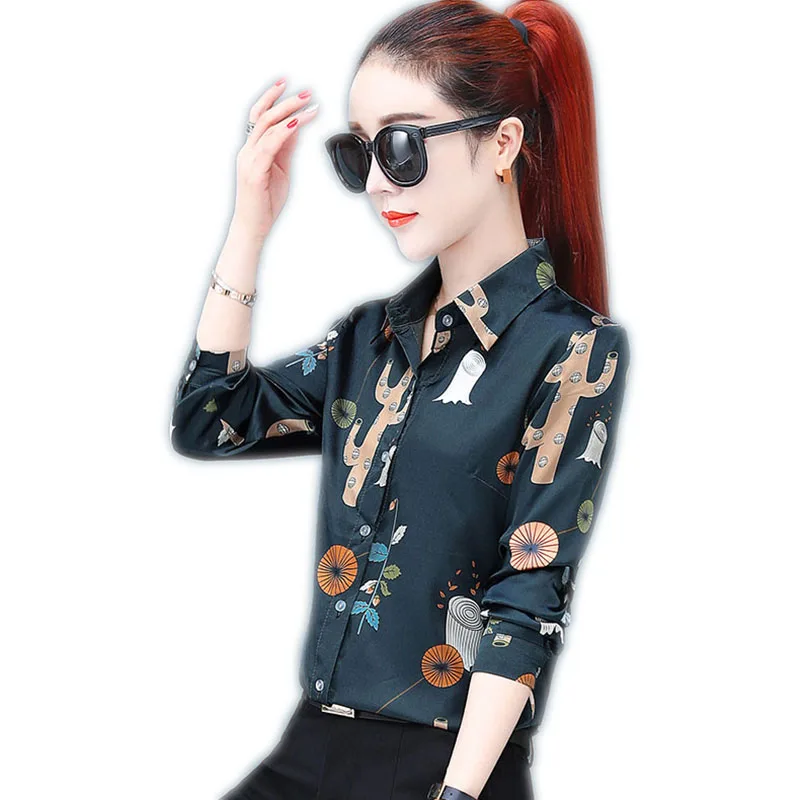 2020 женская рубашка с принтом весенняя офисная размера плюс блузка повседневные