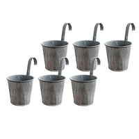 6 pack flower pots with hooks metal hanging flower planter retro gray fence flower pot for outdoor balcony wall decor