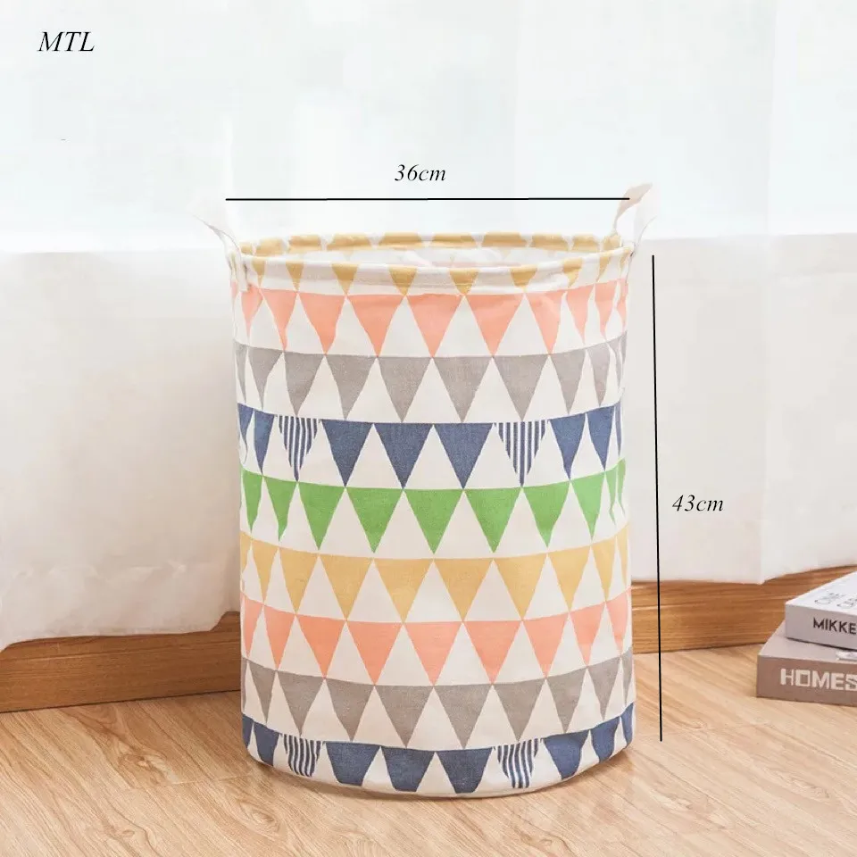 color 28 MTL корзина для белья Складная Водонепроницаемая детская корзина для хранения игрушек из хлопка и льна грязная корзина для белья - Цвет: color 28