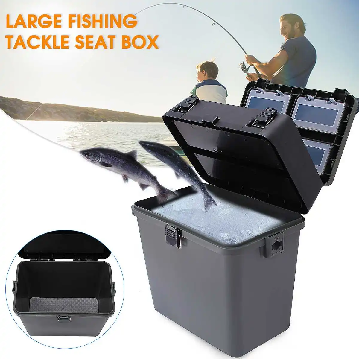 Ящик для рыболовных снастей с ремешком 380x230x390 мм большая емкость рыболовные