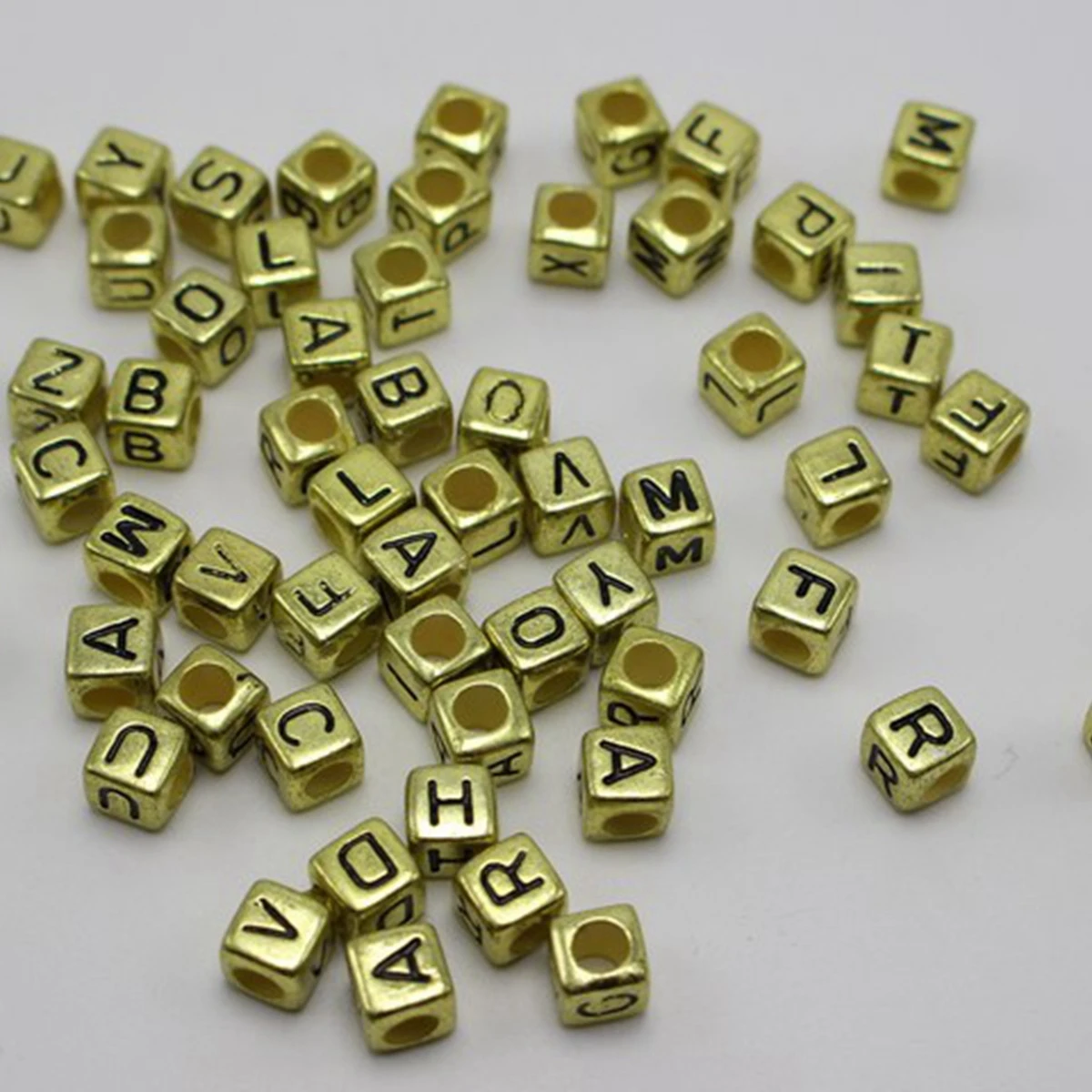 250 Ассорти золотой металлик акрил алфавит буквы куб пони бусины 6х6 мм|beads bulk|beads