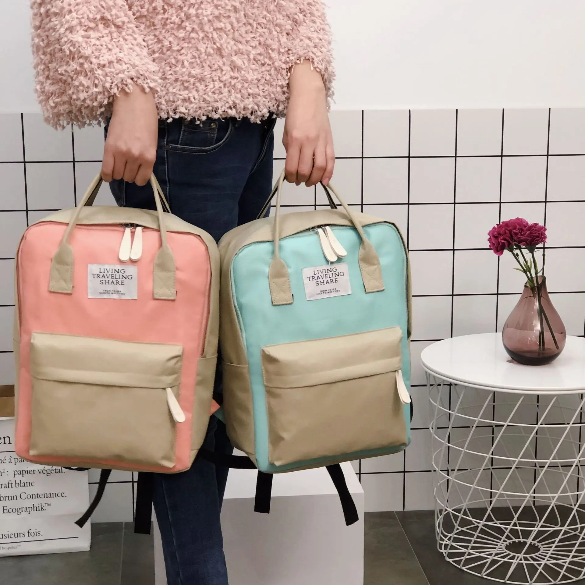 Нейлоновый рюкзак для женщин популярные цветные повседневные ранцы школьная