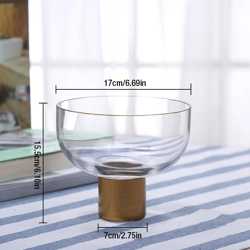 Золотая прозрачная стеклянная ваза в простом стиле цветочный горшок тарелка для