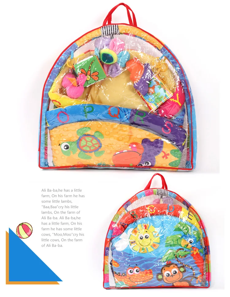 Мягкий хлопковый детский игровой коврик для кошек 90*90*50 см с 5 развивающими