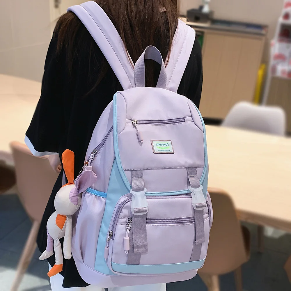 

Travel Cool Girl Boy Waterproof Solid Color Backpack Female Male Trendy Cute Harajuku Bag Men Women Backpack Ladies Student Bags