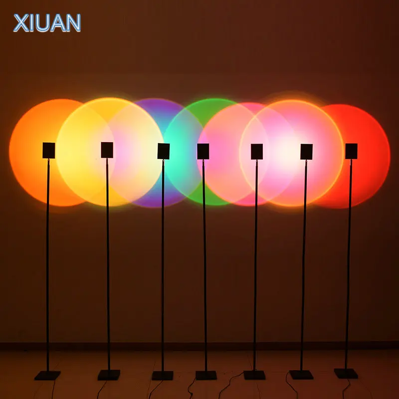 

Creative Art Colorful LED Floor Lamp for Living Room Bedroom Atmosphere Lighting Black Color Sunset Standing Floor Lights