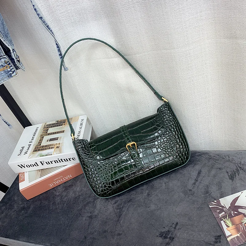 Classic fashion ladies handbag casual women Baguette bag brand style shoulder bags ALLIGATOR cowhide split leather