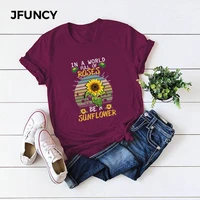 jfuncy sunflower print t shirts for women s 5xl kawaii harajuku female shirts top clothes women cotton t shirt camiseta mujer