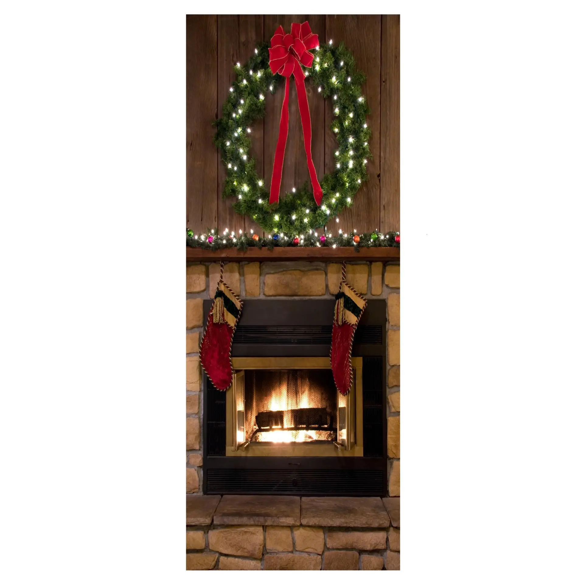 3D моделирование камин дверь застревает может перемещать воды стены стикеры спальня гостиной Diy обои 007