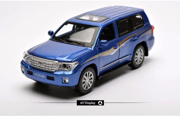 1/32 внедорожник Toyota Land Cruiser, брелок для автомобильных ключей, модели 4 дверь открыта тянуть обратно светильник музыка металлический автомобиль игрушка для детей мальчиков и девочек собрать