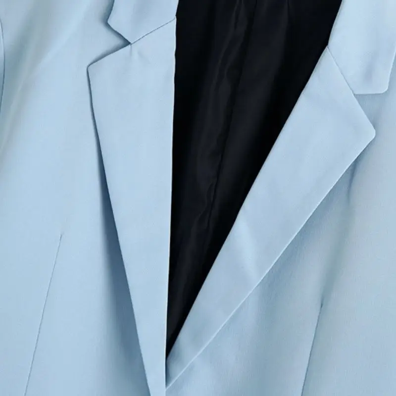 Женский офисный костюм двойка EleeMee прямой пиджак с карманами и длинным рукавом