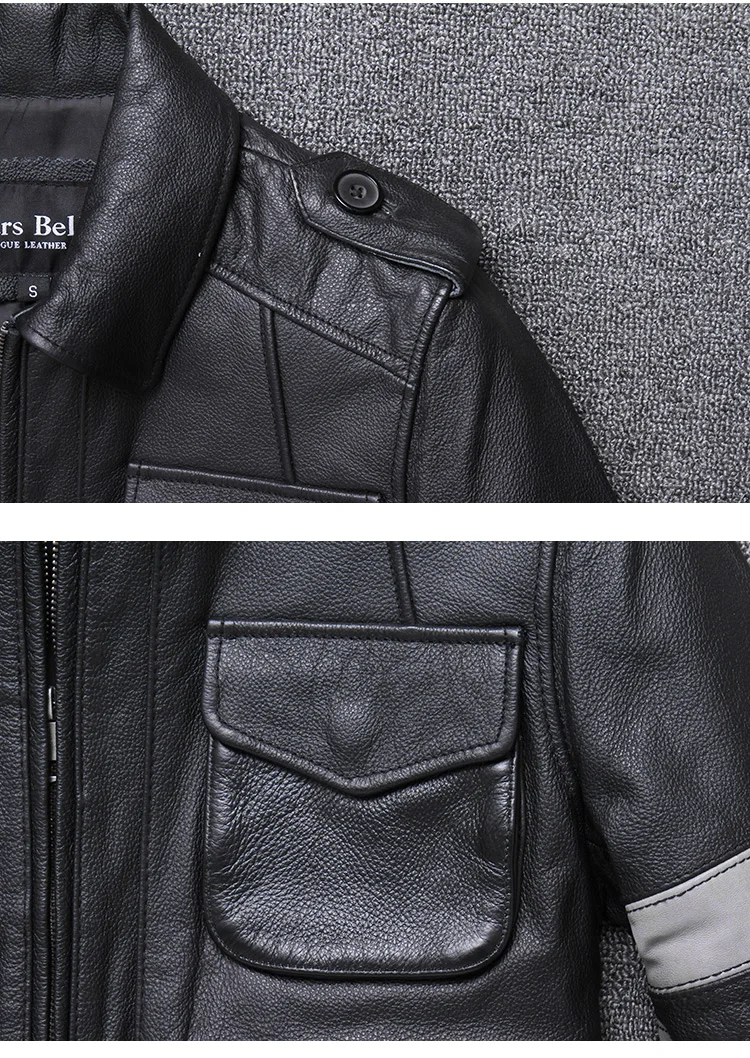 Итальянская мужская короткая куртка из натуральной телячьей кожи с карманами на