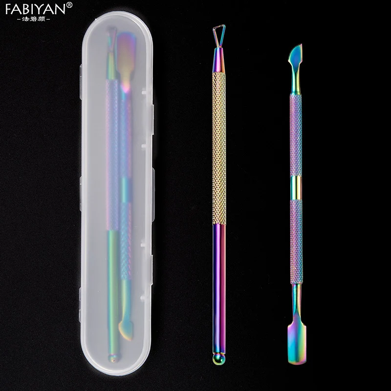 2 шт. Радужный инструмент для маникюра кутикулы с коробкой УФ-гель удаления